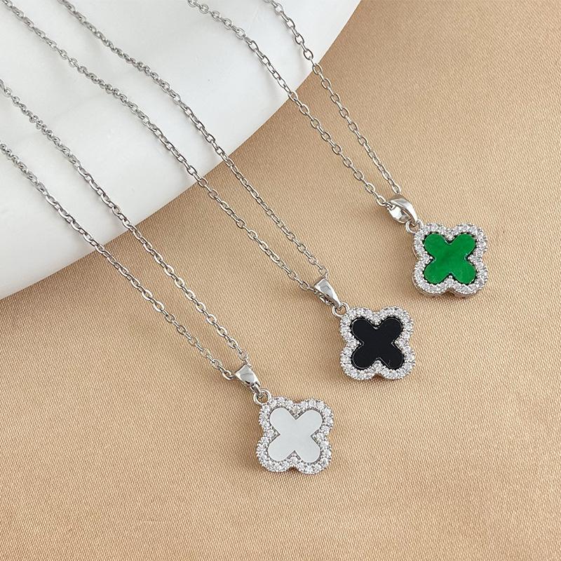 Micro inläggningar fyra blad gräs hänge halsband hög kvalitet Neckchain