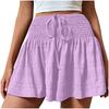Women's High Waist Drawstring Shorts Skirt Casual Elastic Waist Multi Colors