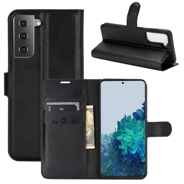 

Для Samsung Galaxy S21 5G Litchi Texture горизонтальный флип защитный чехол с держателем и отделениями для карт и кошельком(белый) For Galaxy S21 5G чёрный
