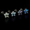 1Pc Women Titanium Steel Faux Opal Flower Labret Lip Ring Ear Stud Helix Jewelry