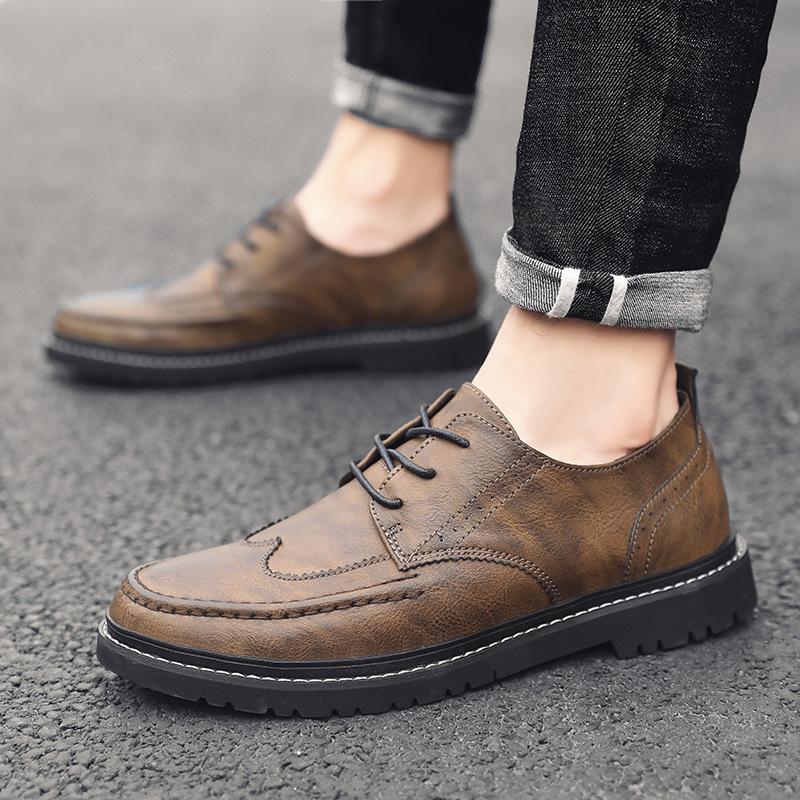 

202 autumn new trendy casual shoes, British Block business dress leather shoes 44