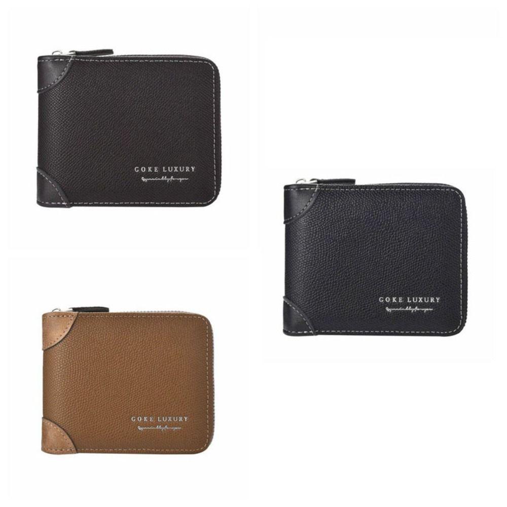 Solid Color Men's Wallet PU Leather Coin Purse Card Bag Business Card Holder  Daily