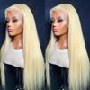 Lace Front Straight Long Wig In Light Golden Blonde Synthetic Hair Women Natural Look Heat Resistant Fiber Full Cap