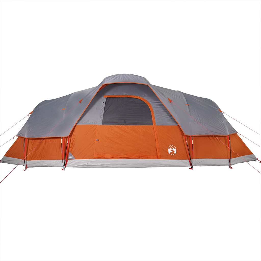 Dome Family Tent for 11 Persons Grey and Orange Waterproof