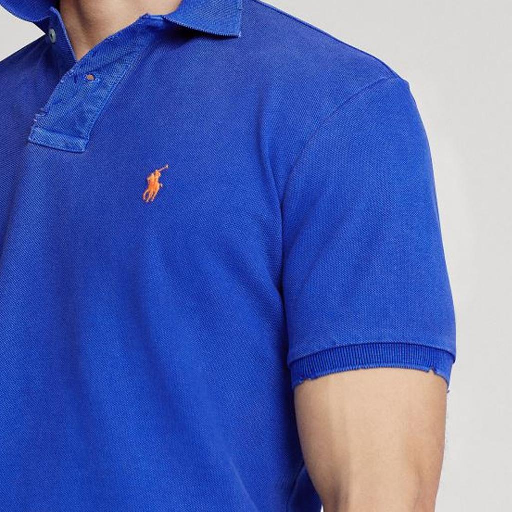 Polo Ralph Lauren Solid Color Logo Embroidered Slim Fit Casual Short Sleeve Polo Shirt Men Tops Blue 710670136-044