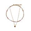 French Ethnic Red Agate Stone Beaded Necklace: Retro, Versatile Luxury