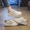 2025 New Women's Summer Leather Hollow Breathable Little White Shoes Thin with Skirt Thick-soled Sports and Leisure Board Shoes