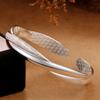 Matte Finish Open Bangle Silver Plated Love Bracelet for Women Interwoven Design Jewelry