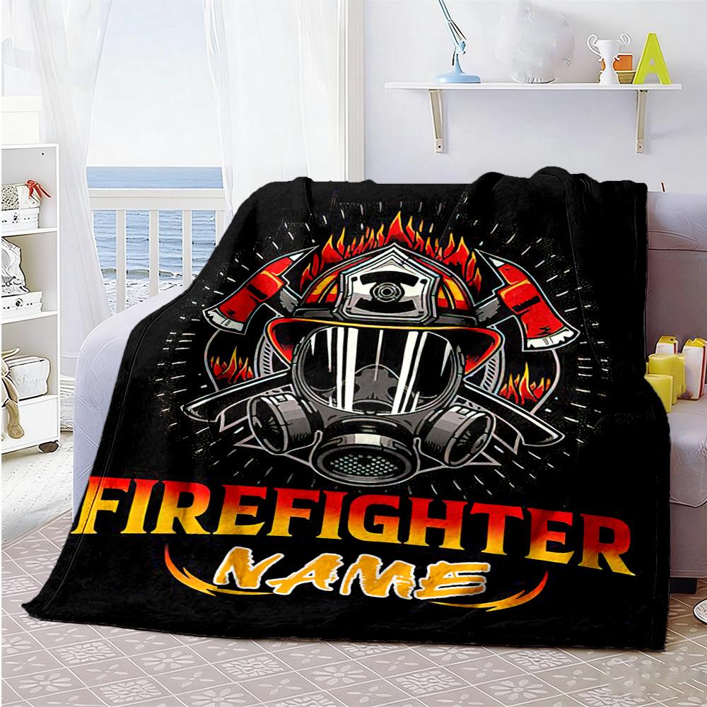Fire Personalized Name Blanket Multi-purpose Customizable Blanket Soft Warm Cozy Versatile for Seaside Nap Bedding Couch Ideal for All Seasons