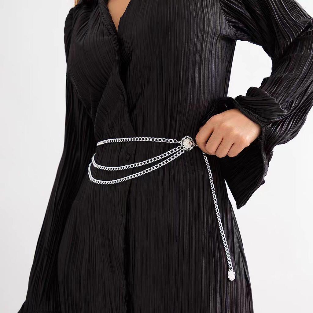 Sunflower Metal Waist Chain for Women - Adjustable European & American Style Waist Belt Ornament