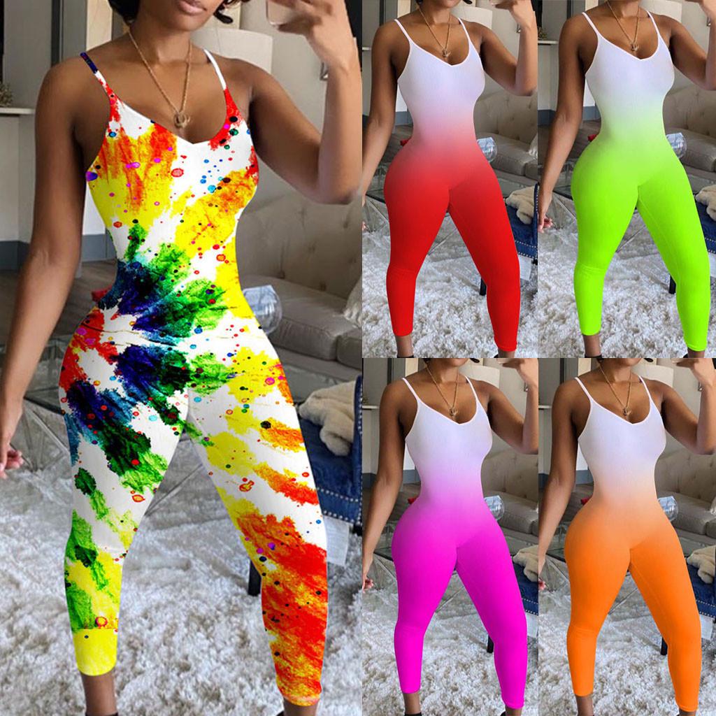 

Женский модный комбинезон с принтом тай-дай без рукавов и открытой спиной, боди