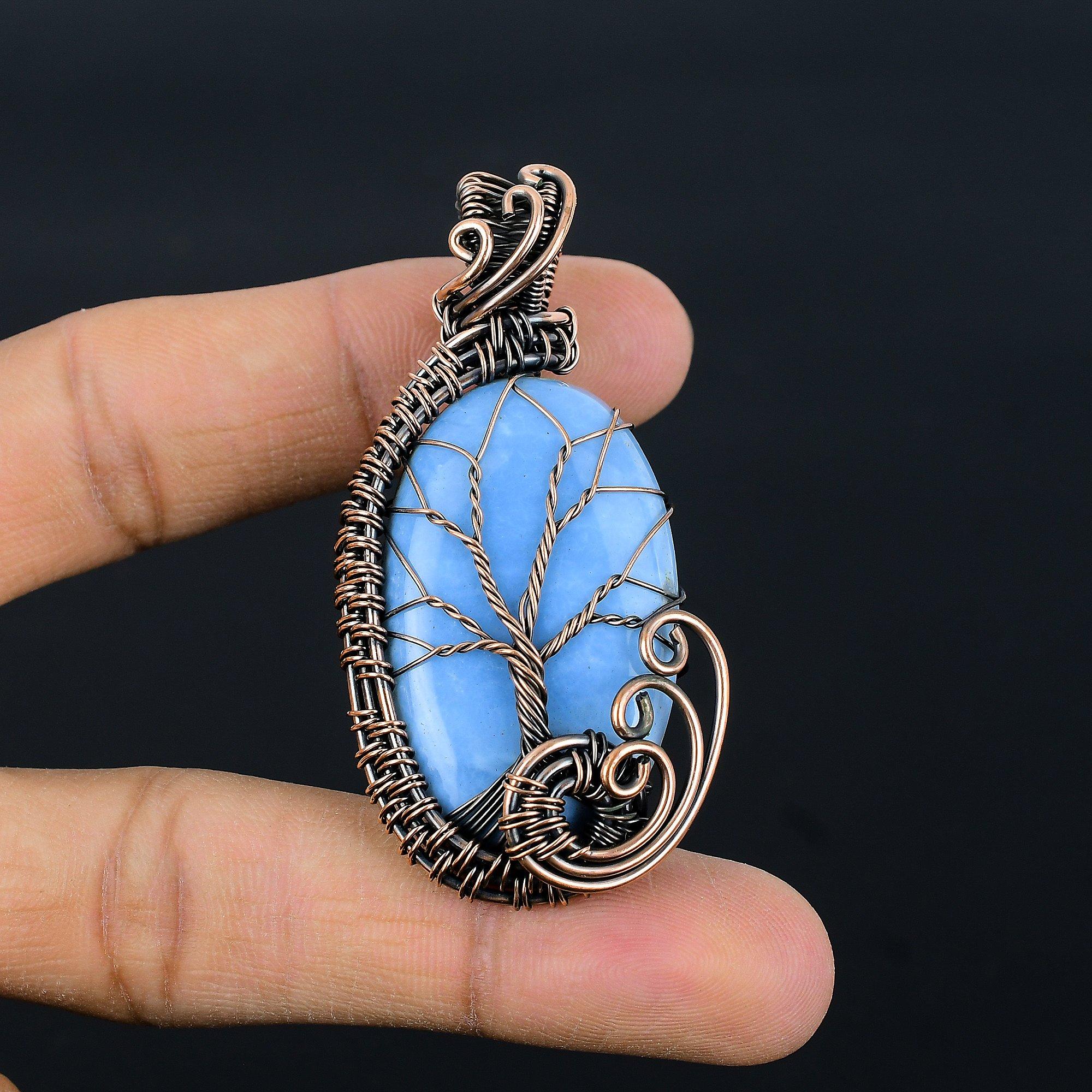 

Подвеска с опалом Оуайхи, Ювелирное изделие, обернутое медной проволокой 999 пробы, Подвеска с драгоценным камнем, Подарок для нее, Изящное ювелирное изделие ручной работы 2.55 Inches