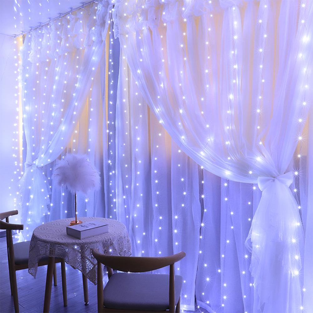 3x3m LED Copper Wire Curtain Lights with Remote - Christmas Garland & Decorative Holiday Lights