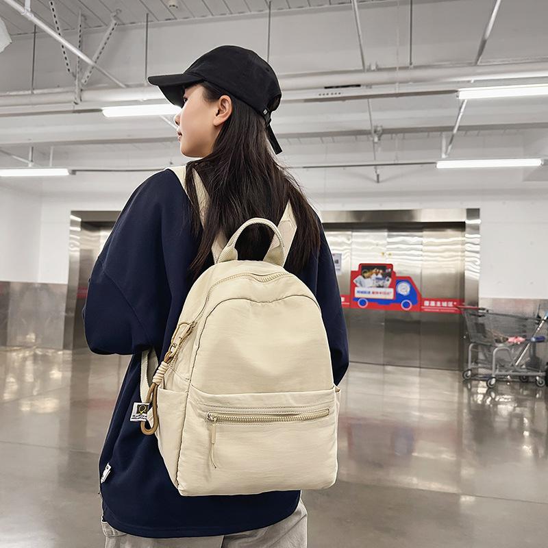 College style schoolbag female college student simple solid color large capacity commuter backpack lightweight versatile high school backpack