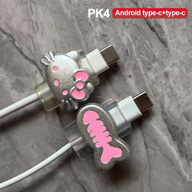 Cute Cartoon Cat Fish Cable Protector Data Line Protective Cover Charging Cable Usb Winder Wire Cord Organizer Cover
