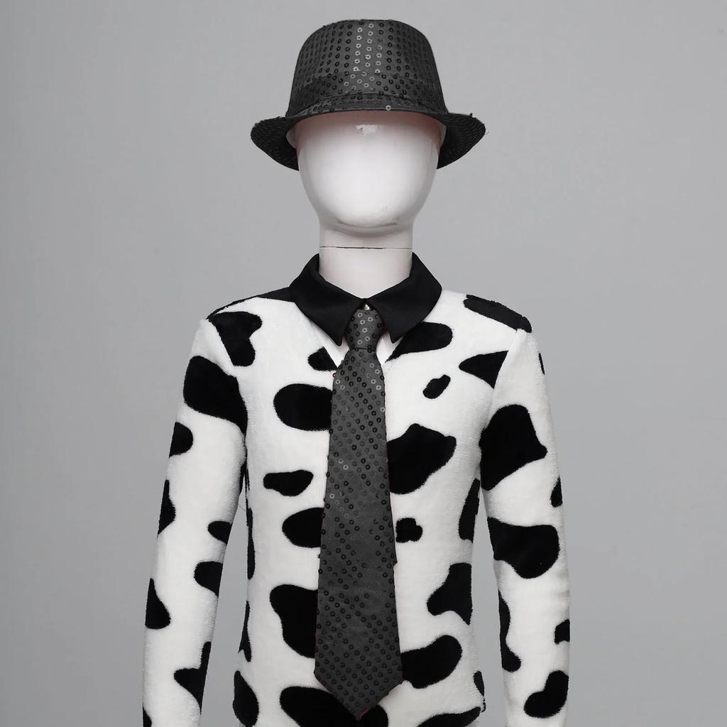 [IPENNYE] Set Pălărie cu Paiete Sclipitoare, Cravată, Mănuși pentru Copii, Accesorii Magician, Costum Gazdă, Costum Scenă, Sideshow, Costum Cosplay, Costum Petrecere