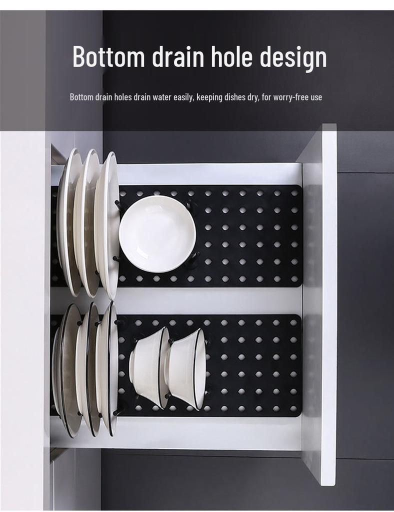 Drawer-Style Retractable Dish Rack with Non-Slip Bowl & Plate Storage, Adjustable Cutlery Organizer, & Cup Holder