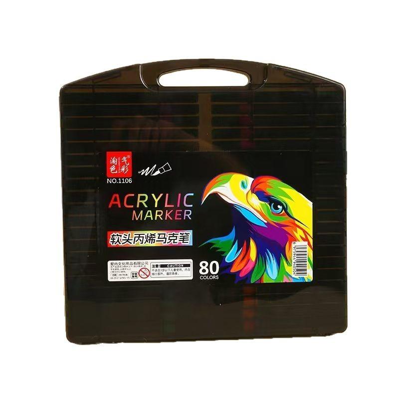 Soft Head Black Box Acrylic Marker Quick Drying Stacking Color Opaque Paper Children Diy Graffiti Art Painting Pen