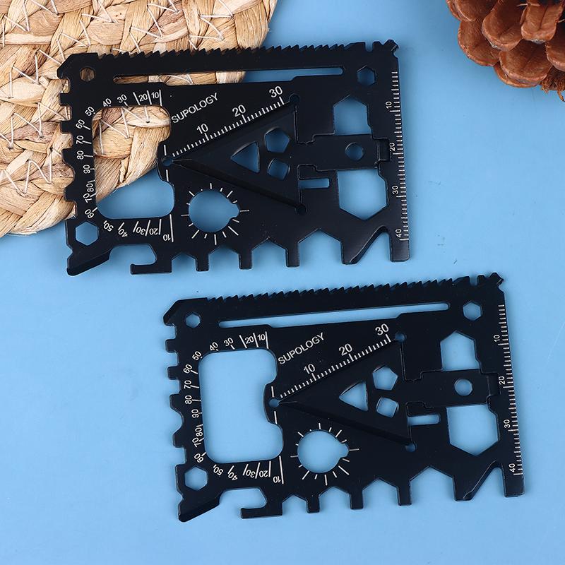 1/2/5 Pezzi Carta Utensile EDC 18-in-1 Acciaio Inossidabile 420 Multifunzione Apribottiglie/Lattine Portachiavi Cacciavite Chiave Inglese Carta