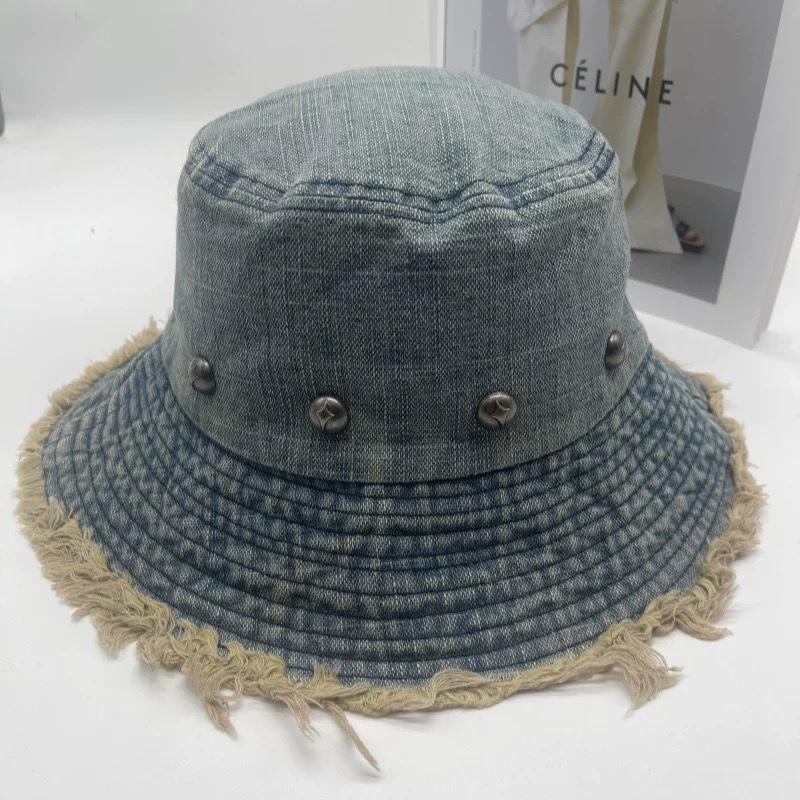 

Ретро-шляпа-ведро из грубого денима, женская весенне-летняя модная повседневная шляпа с большими полями, солнцезащитная козырек M（56-58cm） светло-синий
