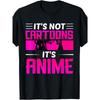 Men'S Anime Graphic T-Shirt - "It'S Not Cartoons, It'S Anime" Pink & Lettering with Anime Face Print, Black Tee