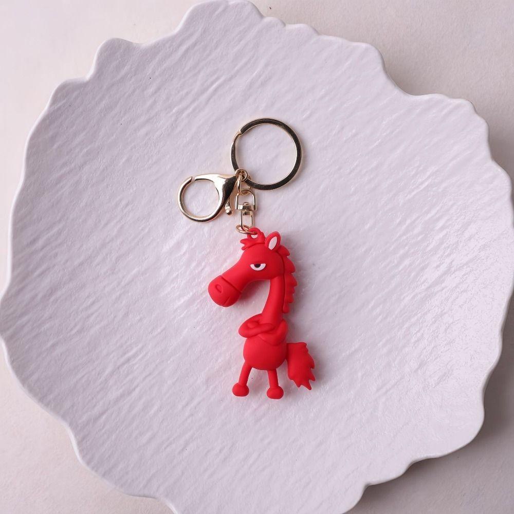 Cartoon Horse Keychain Simulation Lucky Horse Mascot Creative Horse Bag Pendant  Bag Accessory