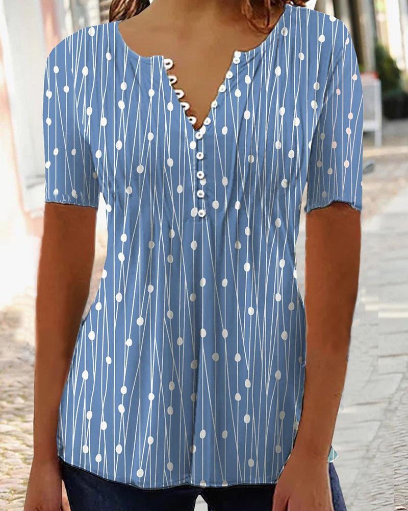 2025 Autumn European & American V-neck Print Long Sleeve Women's Blouse