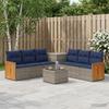 Sofa Set 8 Pieces Gray and Navy Blue Poly Rattan and Steel