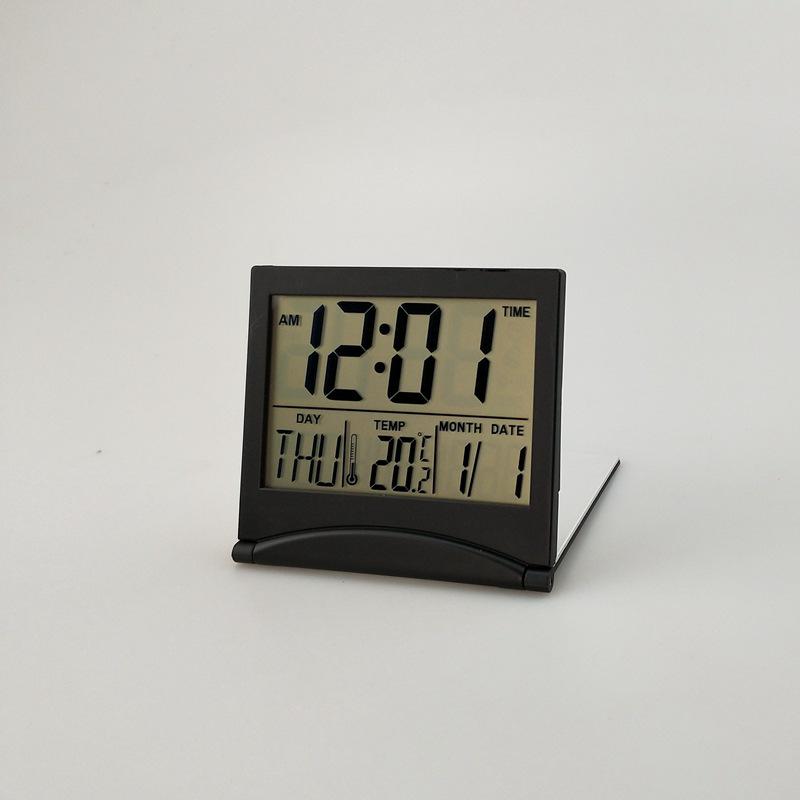 Ultra-Thin Travel Desktop Clock with Folding Calendar, Date, Temperature, and Alarm - Customizable LOGO MT-033.
