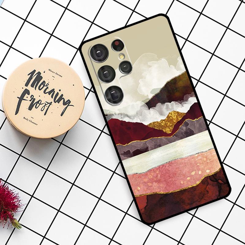 Gold Landscape Painting Case For Samsung Galaxy S24 FE S21 S22 S23 S25 Ultra S9 S10 Plus S20 FE S25 FE Phone Cover