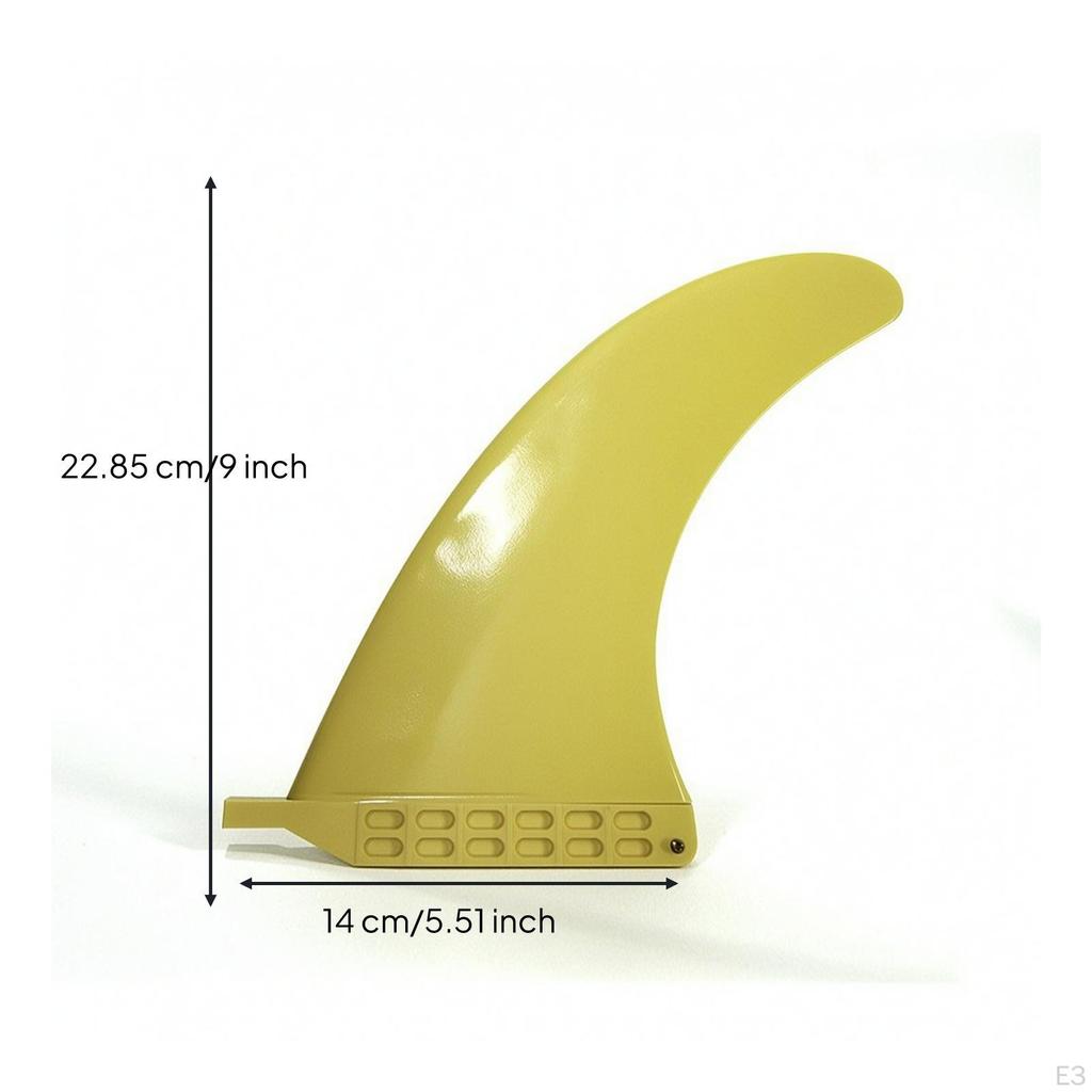 Single Fin 9 Inch with Mounting Base Curved for Longboarders, Surfers, Surfing Black