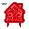 Kitchen Baking Supplies Christmas Cookie Cutter, Push Type Integrated Mold, Plastic Biscuit Cutters Clay Decorating Tool for Holiday Santa Claus Press
