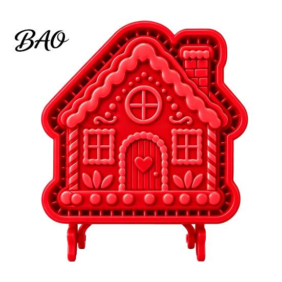 Kitchen Baking Supplies Christmas Cookie Cutter, Push Type Integrated Mold, Plastic Biscuit Cutters Clay Decorating Tool for Holiday Santa Claus Press
