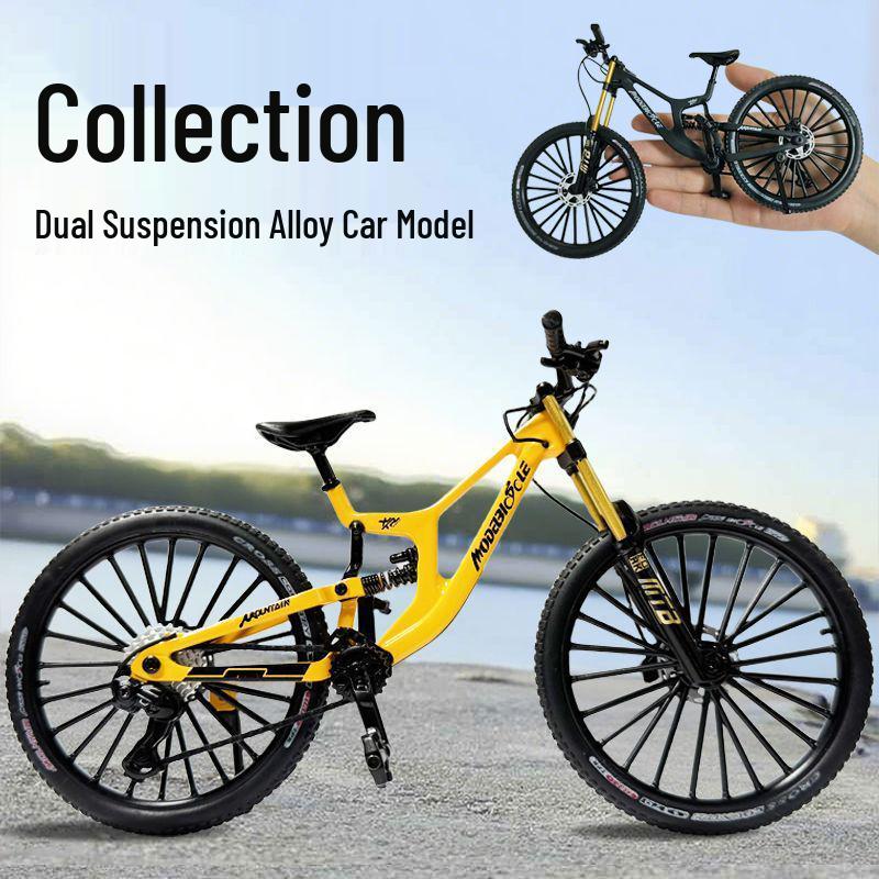 Simulated Alloy Mountain Bike Model with Dual Shock Absorption - Mini Bicycle Ornament
