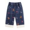 LUSON Baby Girl Fleece-Lined Denim Blue Straight-Leg Pants