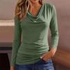 Women's Fashion Casual Long Sleeve Cowl Neck T Shirt with Elastic Side Waist for Everyday Wear