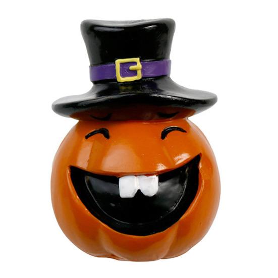 Festive Halloween Room Decor Pumpkin Statue, Resin Spooky Face Figurine for Durable Art Indoor Tabletop, Tiered Tray, Party, Home Hand Painted Crafts