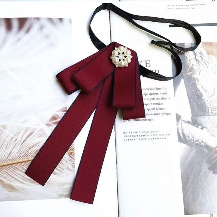 New Fashion Collar Solid Women Ribbon Bow College Bowtie Shirt Dress Neckline Decoration Necktie Elegant Jewelry Collar