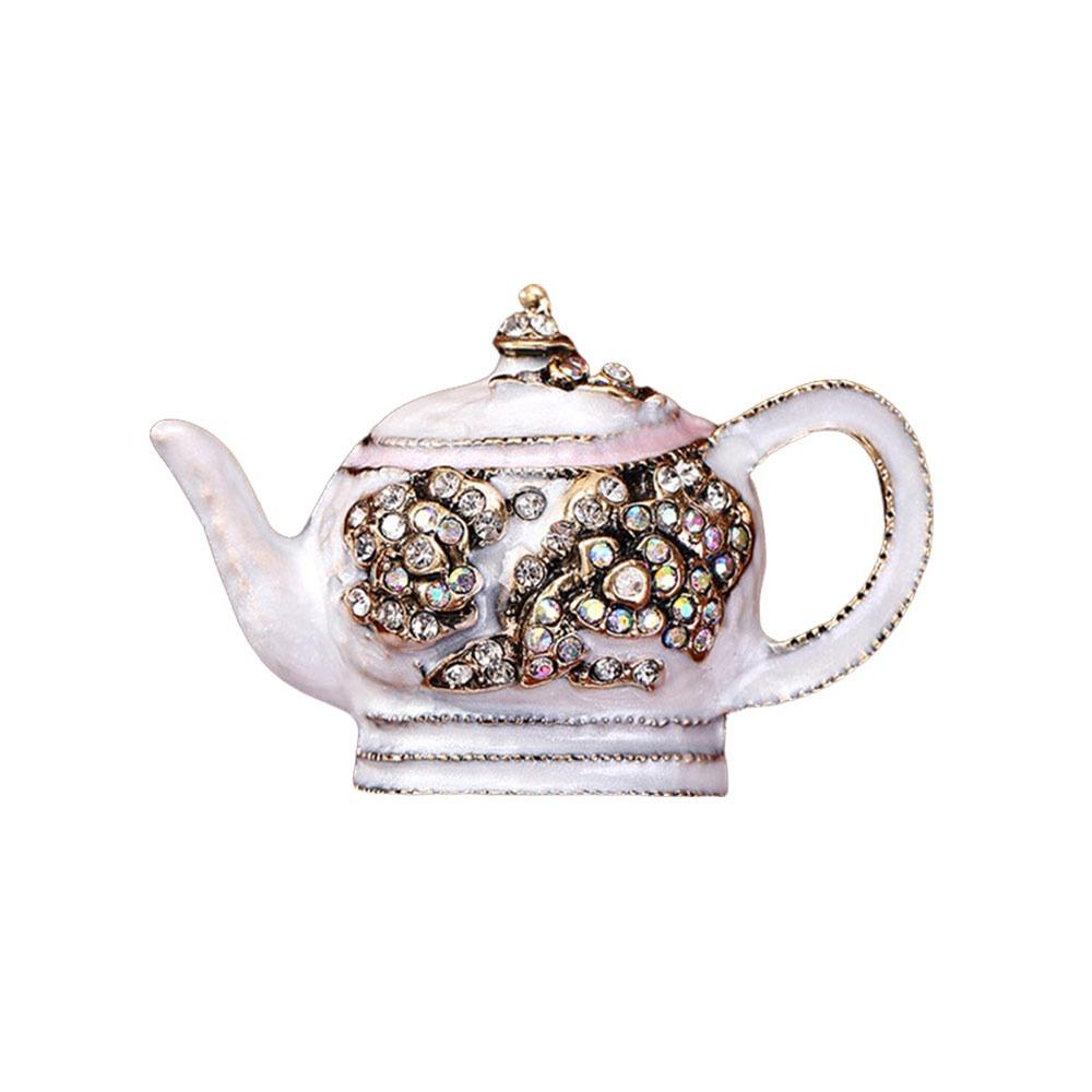 

Lovely Vintage Pot Brooches Crystal Rhinestones Sparkling Rhinestone Teapot Brooch Beautiful Enamel Pins Women