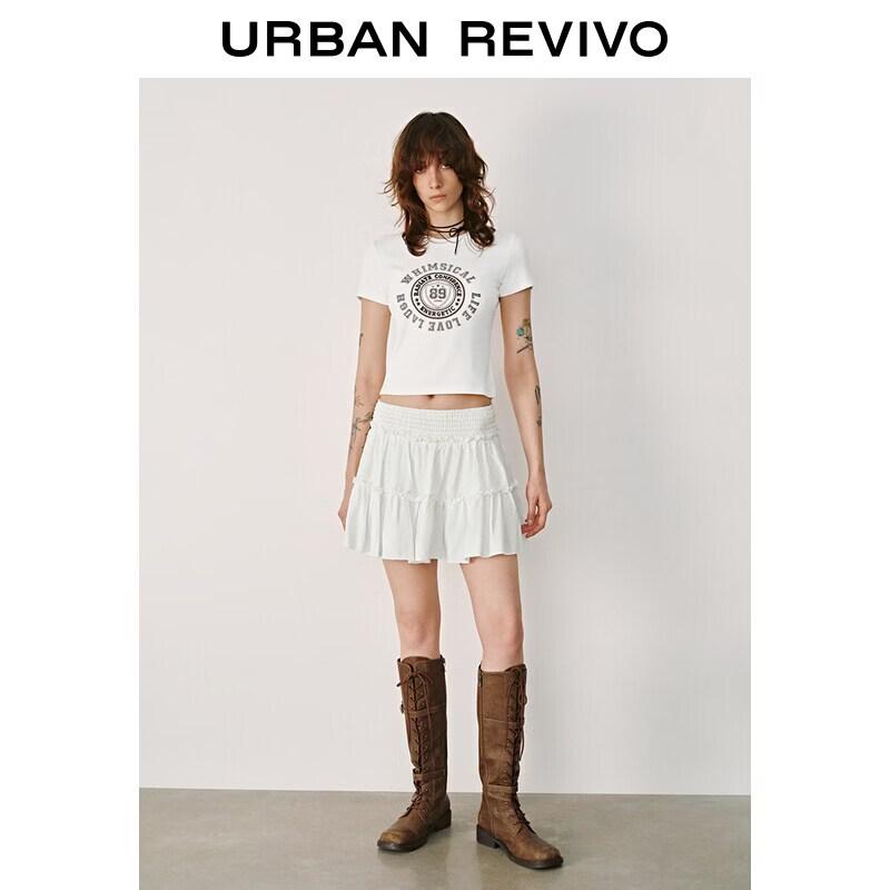 UR2026 Women s Casual Lace Elastic Waist Skirt L