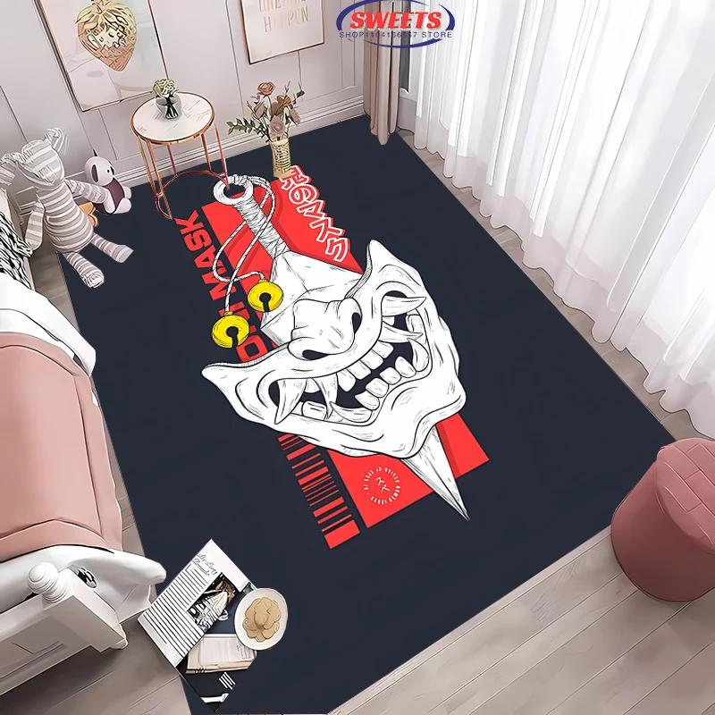

Японская маска Хання 3D-печать Ковер для гостиной спальни прихожей Длинный коврик Противоскользящий Мягкий коврик Диван Дверной коврик Дом 40x60cm (16x24in)