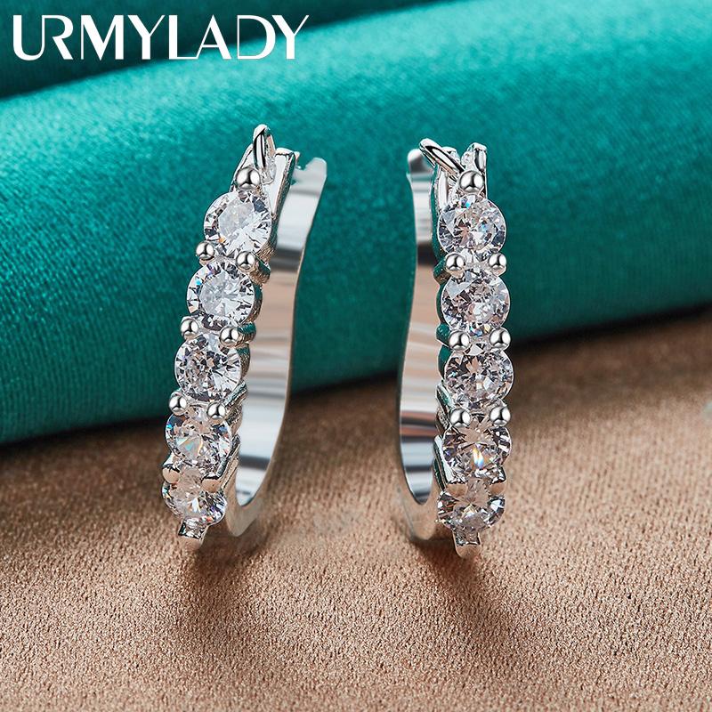 URMYLADY 925 Sterlingsilber U Zirkonia Ohrringe für Damen Hochzeit Mode Charm Schmuck