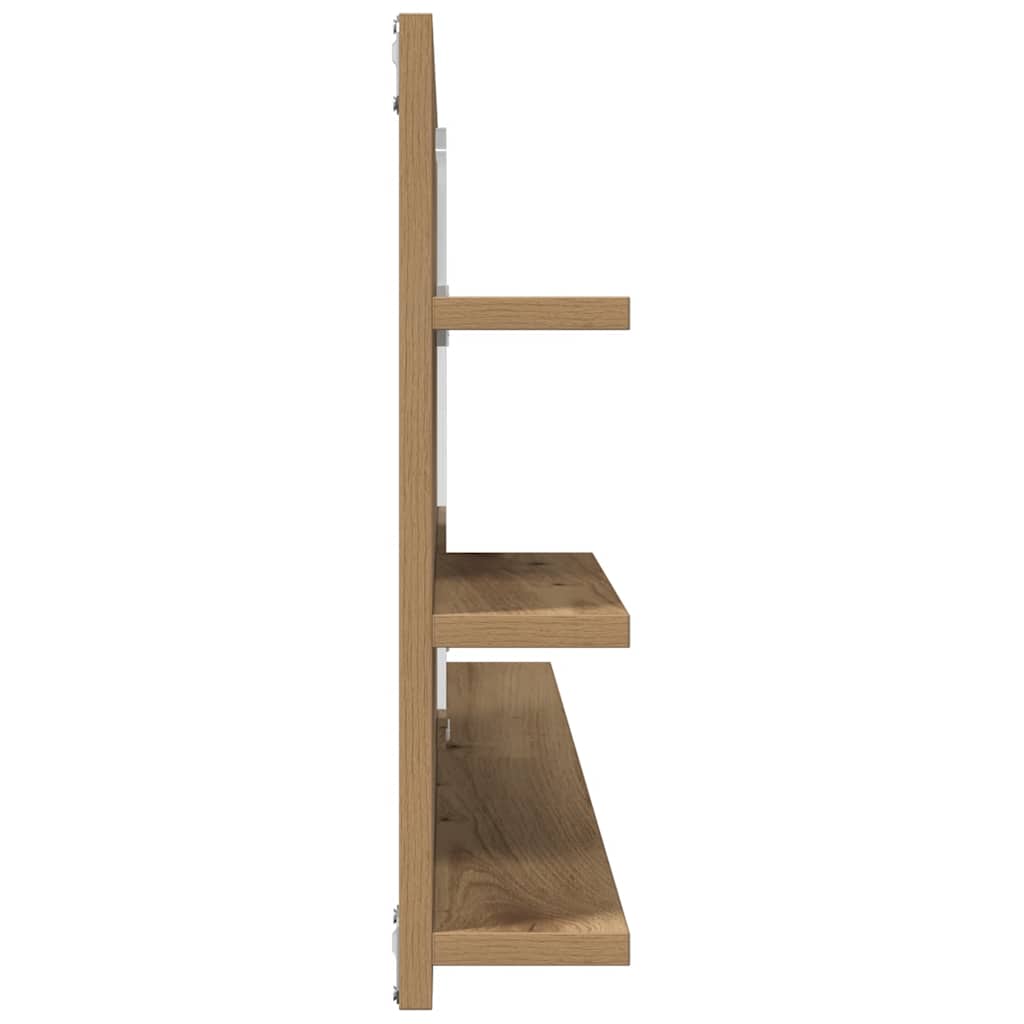 Bathroom Mirror with Shelves Artisan Oak Finish 90 x 11 x 45 cm Engineered Wood