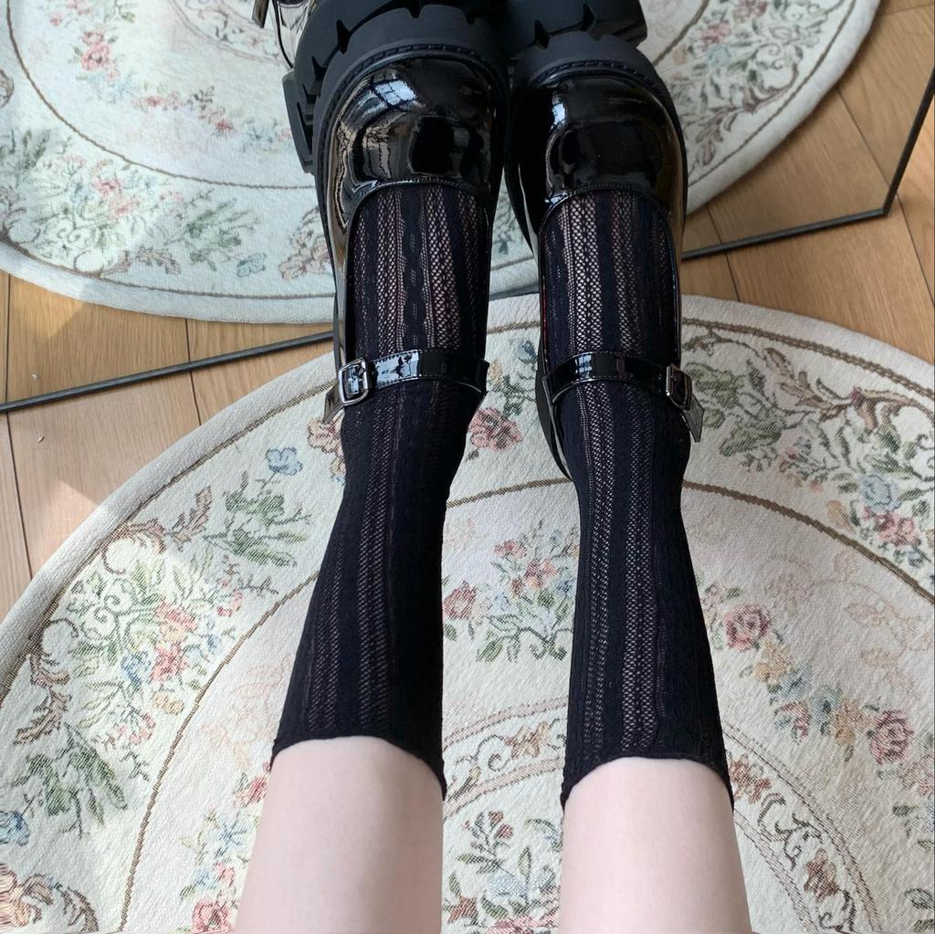 Women's Cute Lace Mary Jane Socks - Medium Tube, Calf-Length, Thin, Sweet, Summer Style.