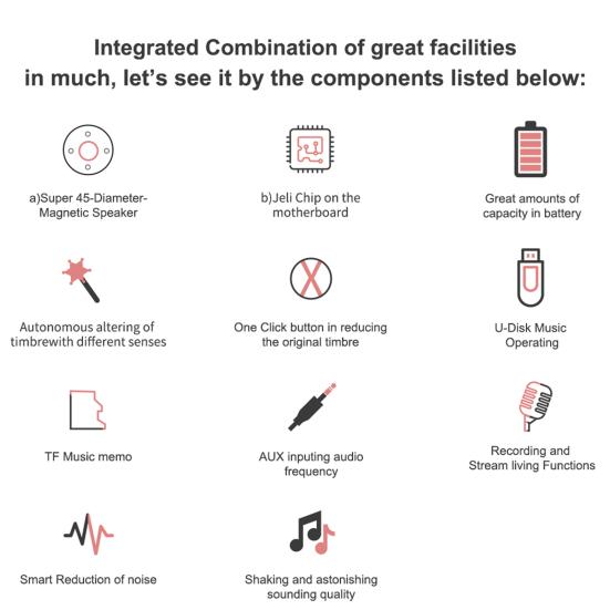 DS878 Wireless Microphone Five Sound Modes Support U Disk/TF Card Metal 4 In 1 Bluetooth-compatible Condenser Mic Music Player for Boys Girls