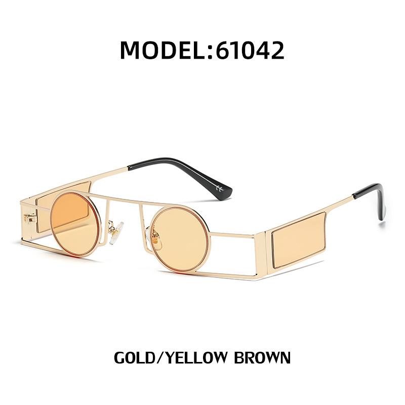 Personalized Steam Punk Style Sunglasses Men'S Uv Protection Four-Sided Round Frame Sunglasses Women'S Glasses