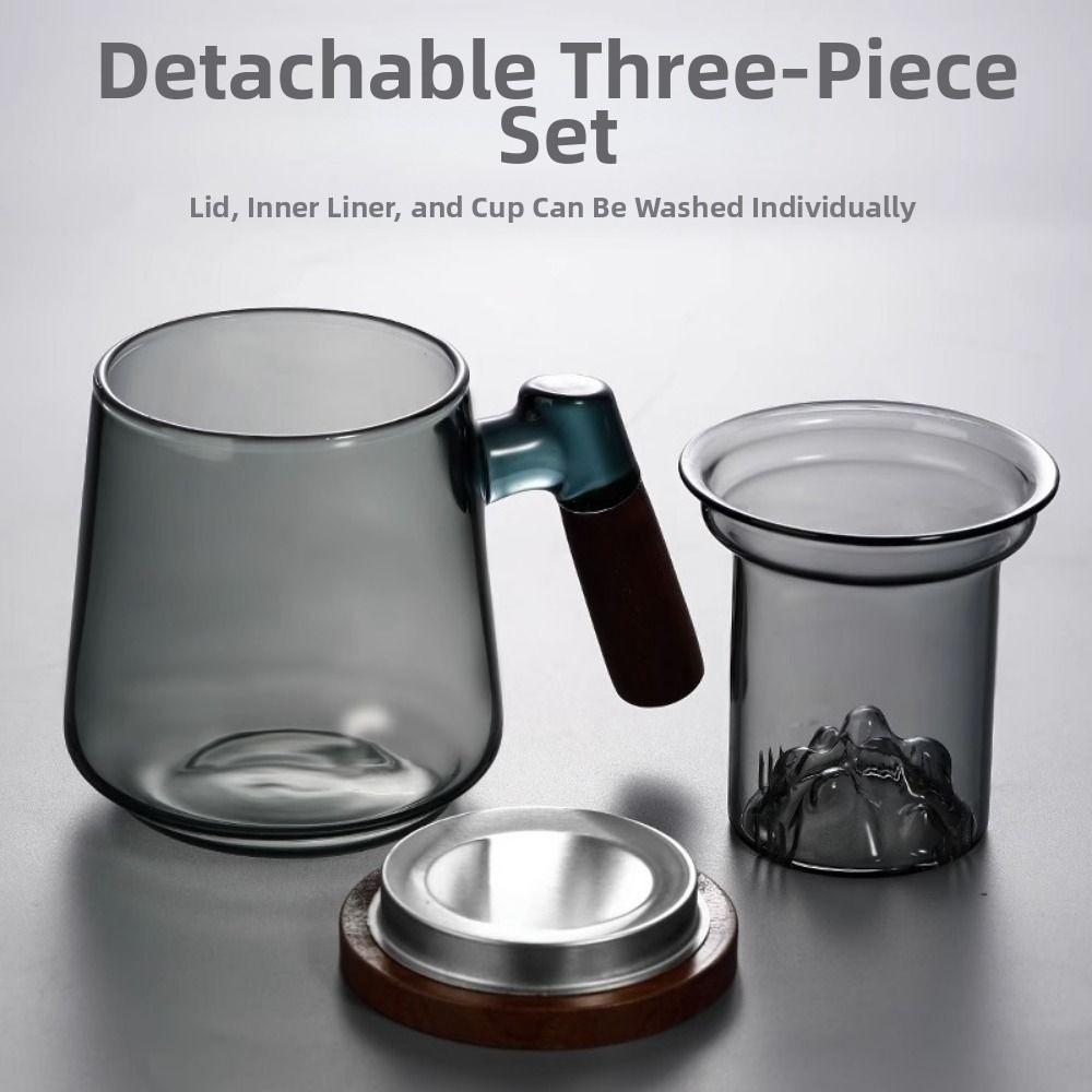 Wood Handle Tea Separation Mug High Borosilicate Glass Clear Teapot Tea Pitcher Afternoon Tea