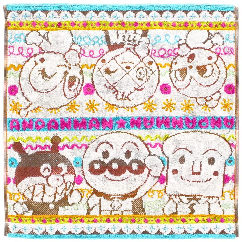 Kusubashi Mon Ori Hand Guest Jacquard Anpanman Shimashima 34 x 34 cm Towel, Towel, Towel, Land, Multicolor, Approx.
