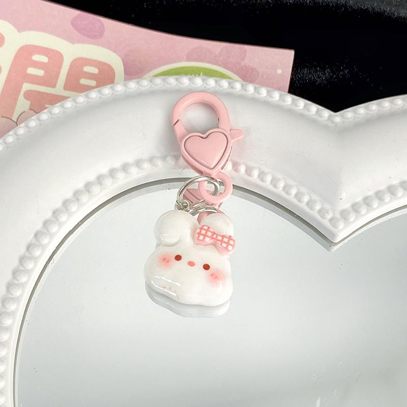 

Брелок с милым мультяшным кроликом, милый брелок с бантом и цветком, креативный кулон для рюкзака, украшения, аксессуары, подарки для пары