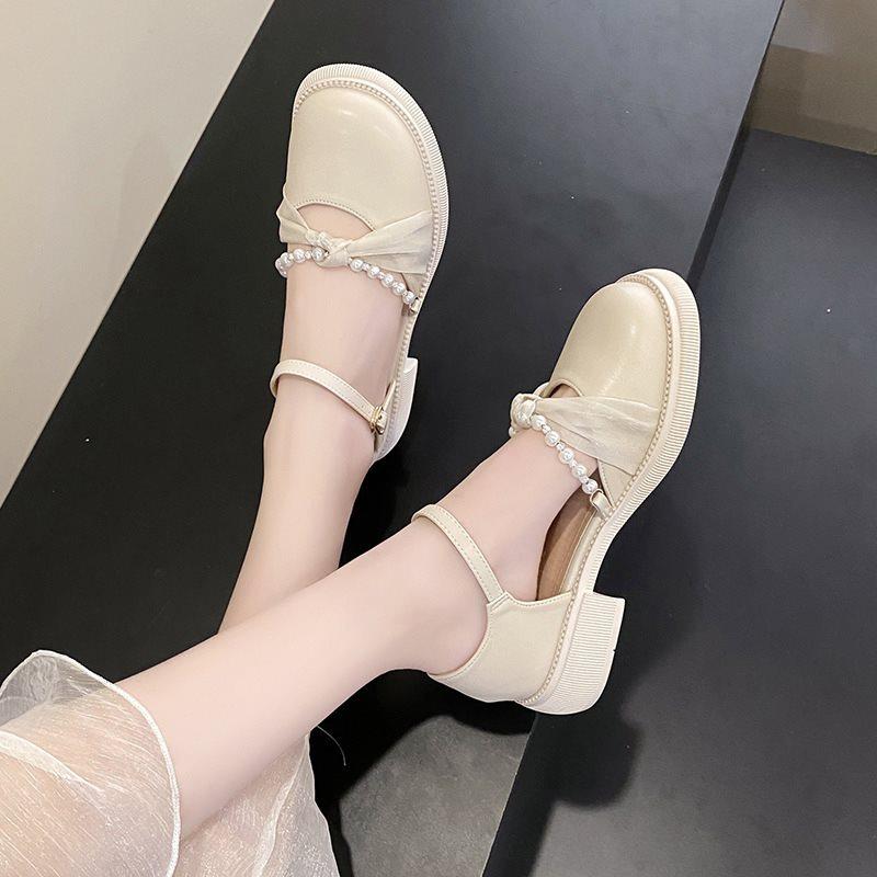 Mary Jane shoes women's small skirt leather shoes flat single shoes bag head sandals summer French style with fairy new 2025